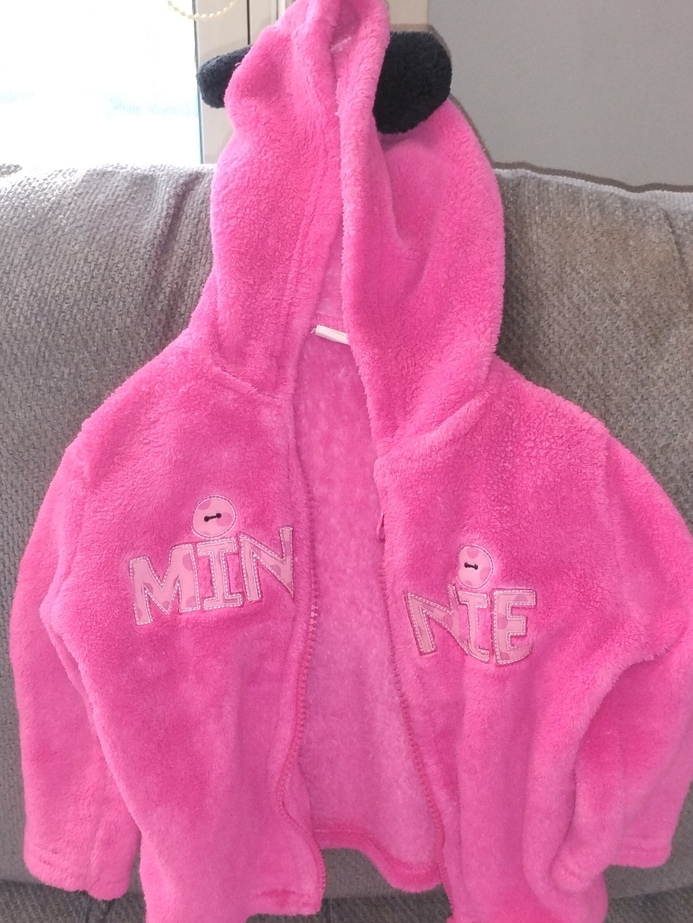 Baby/Infant Minnie Mouse Plush Zip-up Hot Pink Hooded Sweater